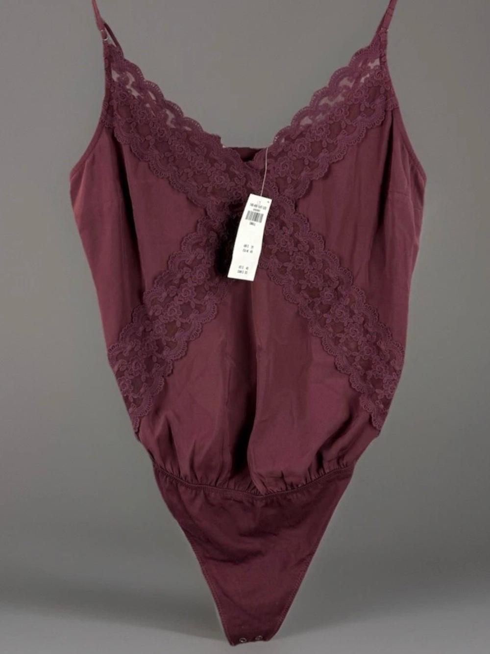 Abercrombie & Fitch Women's Bodysuit Size Small Lace Burgsndy Y2K 90's Tank